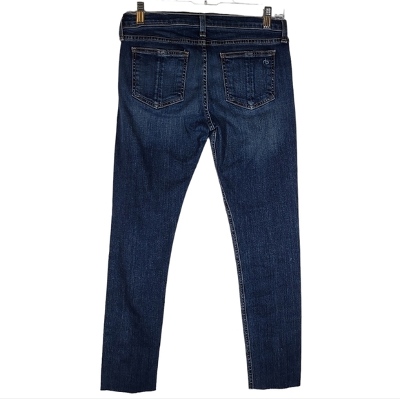 Rag & Bone Phoenicia Blue Mid Rise Skinny‎ Jeans W1502K520PHO Raw Hem Size 26 - Picture 1 of 7